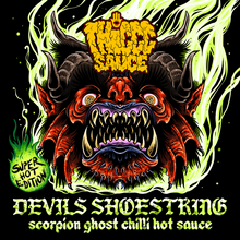 Load image into Gallery viewer, DEVILS SHOESTRING Scorpion Ghost Chilli Hot Sauce *SUPER HOT EDITION*
